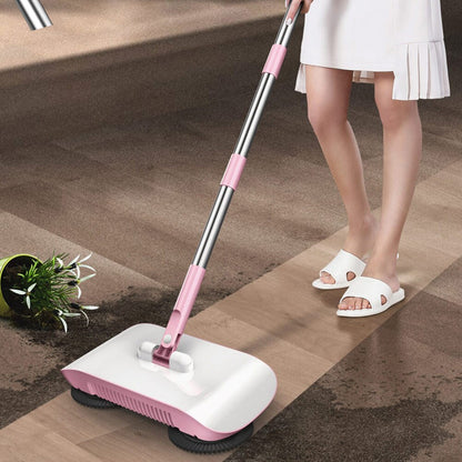 Hand Push Sweeper – 4-in-1 Household Broom, Dustpan & Mop Floor Cleaning Machine