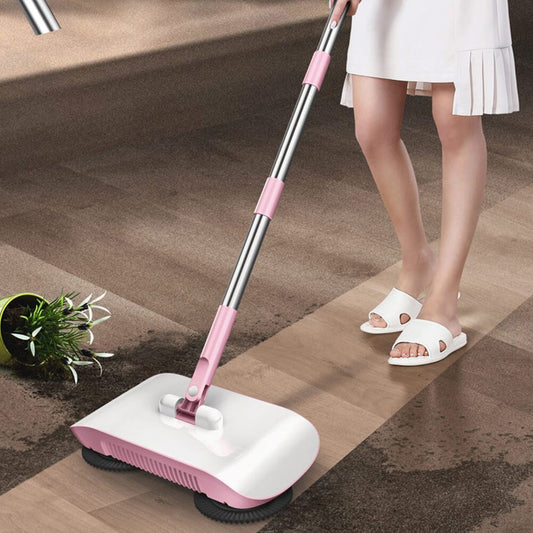 Hand Push Sweeper – 4-in-1 Household Broom, Dustpan & Mop Floor Cleaning Machine